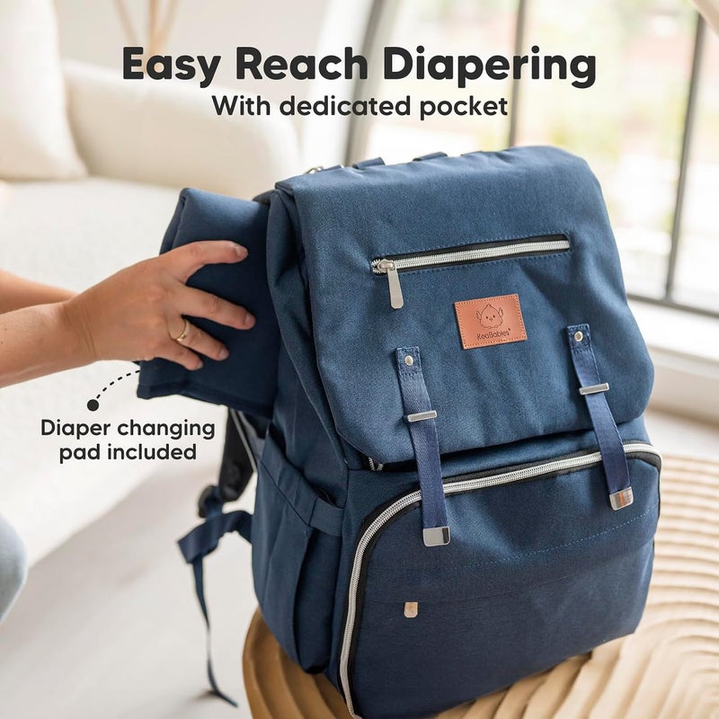 KeaBabies Diaper Bag Backpack for Mom and Dad - Large Travel Baby Bags - Multi-Functional Maternity Nappy Bag - Waterproof Durable Premium Oxford Fabric - Diaper Changing Mat Included (Classic Gray) - Image 5