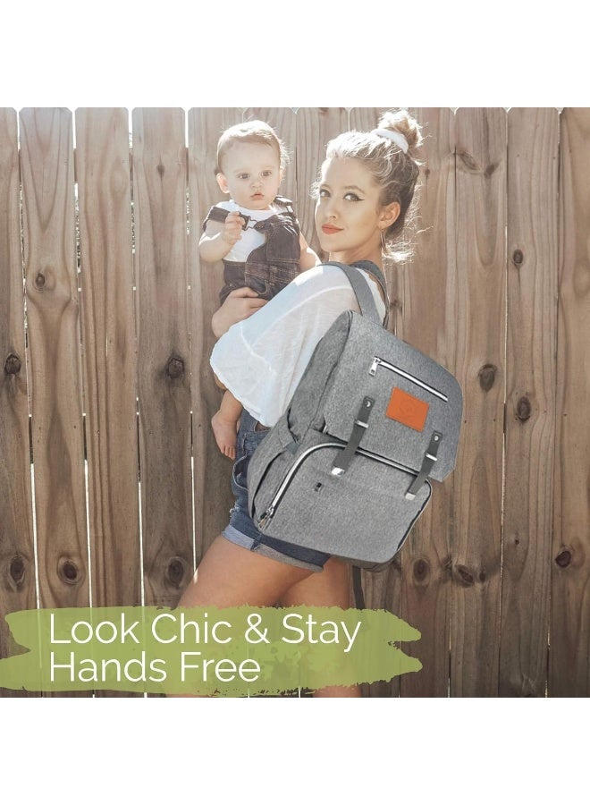 KeaBabies Diaper Bag Backpack for Mom and Dad - Large Travel Baby Bags - Multi-Functional Maternity Nappy Bag - Waterproof Durable Premium Oxford Fabric - Diaper Changing Mat Included (Classic Gray) - Image 3