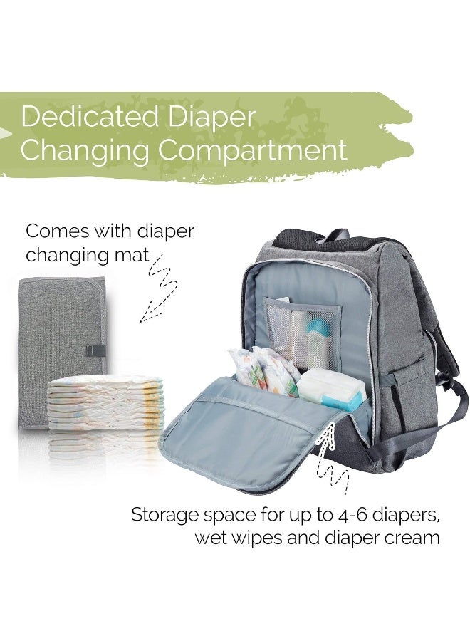 KeaBabies Diaper Bag Backpack for Mom and Dad - Large Travel Baby Bags - Multi-Functional Maternity Nappy Bag - Waterproof Durable Premium Oxford Fabric - Diaper Changing Mat Included (Classic Gray) - Image 4