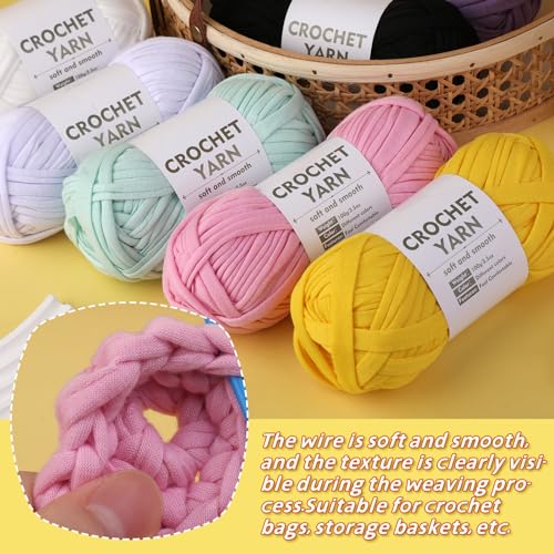 SHWAKK 2 Pack T-Shirt Yarn Set, Gray Blue Knitting Crochet T Shirt Yarn, Tshirt Yarn Kit for Crocheting, Ribbon Cotton Yarn, Knitting Ball - Image 4