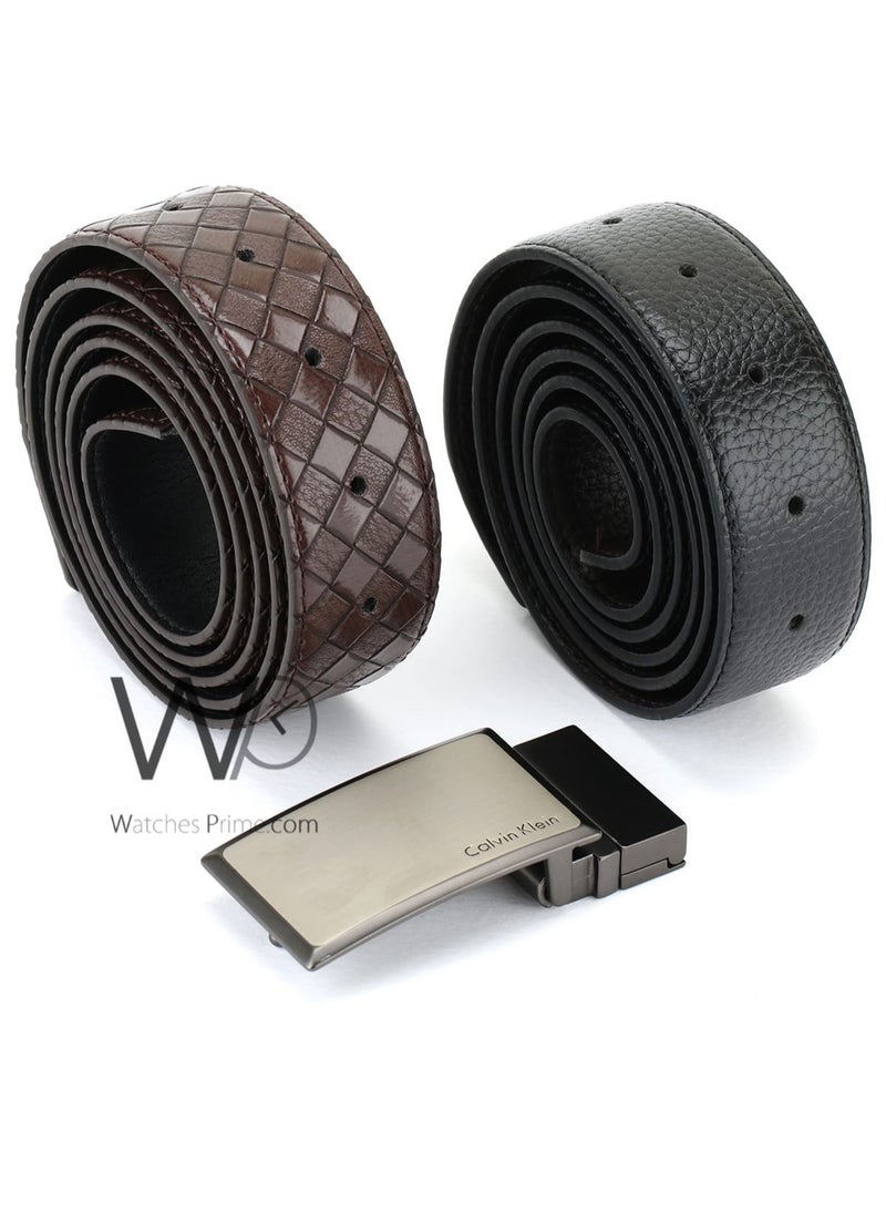 CALVIN KLEIN JEANS PLUS - Calvin Klein For Men Black And Brown Two Leather Belt Gift Box - Image 1