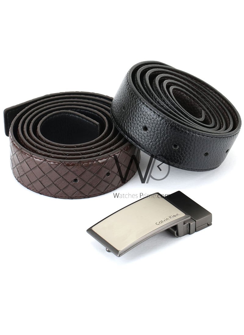 CALVIN KLEIN JEANS PLUS - Calvin Klein For Men Black And Brown Two Leather Belt Gift Box - Image 1