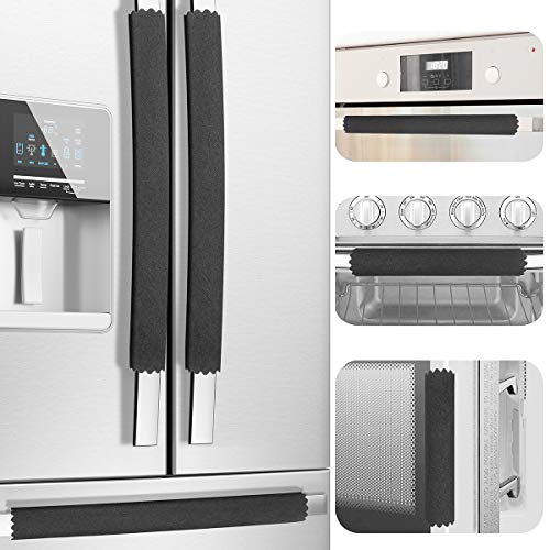 MRKG Refrigerator Door Handle Covers, Set of 6, Handle Covers for Fridge and Microwave Oven, Minimalist, Innovative, Keep Your Kitchen Appliance Clean from Smudges, Drips, Food Stains, Oil (Black) - Image 1