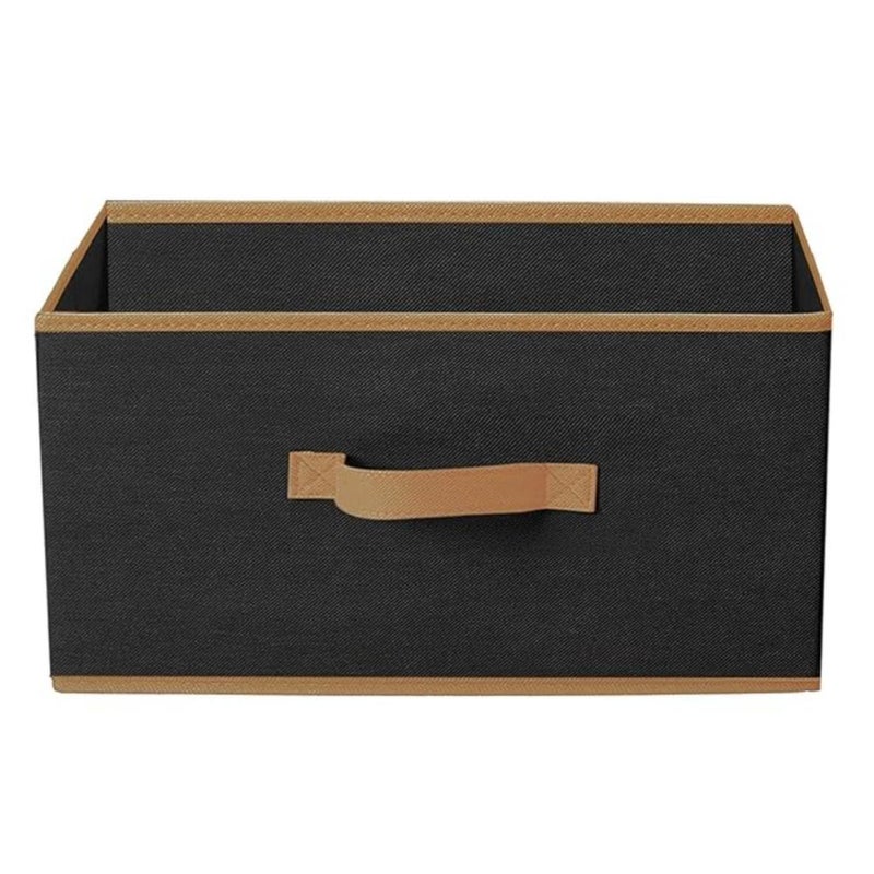QUAIL Multipurpose Rectangular Drawer Storage Organizer Foldable Storage Box with Side Handle Replacement Drawer Storage and Cloth Organizer Black Pack of 2 - Image 5
