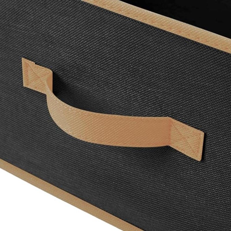 QUAIL Multipurpose Rectangular Drawer Storage Organizer Foldable Storage Box with Side Handle Replacement Drawer Storage and Cloth Organizer Black Pack of 2 - Image 2