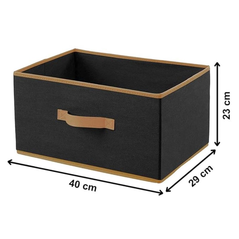 QUAIL Multipurpose Rectangular Drawer Storage Organizer Foldable Storage Box with Side Handle Replacement Drawer Storage and Cloth Organizer Black Pack of 2 - Image 4