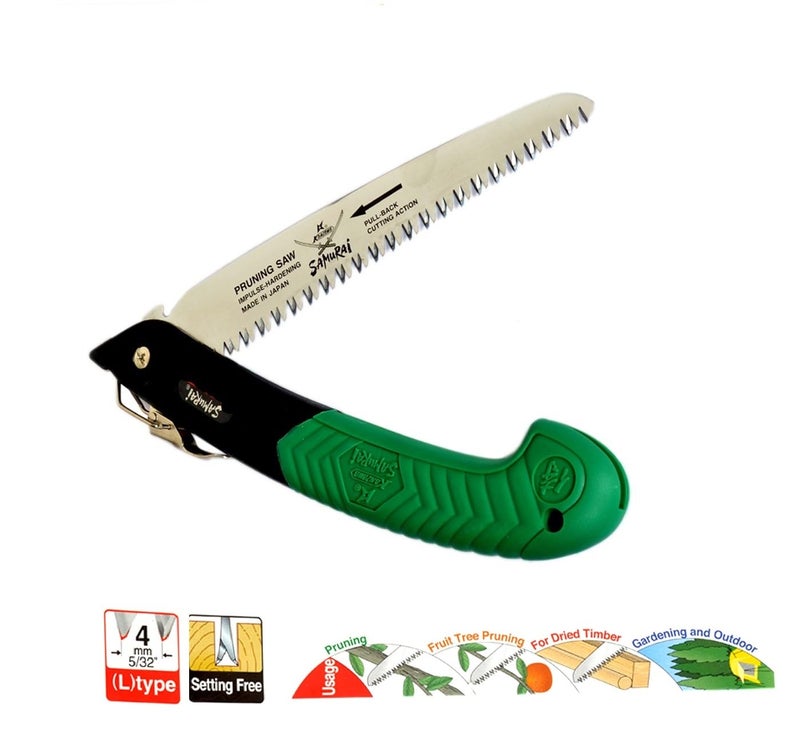 SAMURAI Heavy Duty Folding Garden Hand Pruning Saw JD150LH Cutter Comfort Handle Designed for SingleHand Use Perfect for Trimming Trees Pruning Tree Branch and More Green - Image 1