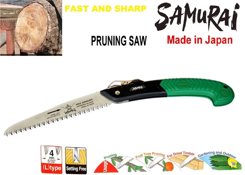 SAMURAI Heavy Duty Folding Garden Hand Pruning Saw JD150LH Cutter Comfort Handle Designed for SingleHand Use Perfect for Trimming Trees Pruning Tree Branch and More Green - Image 4