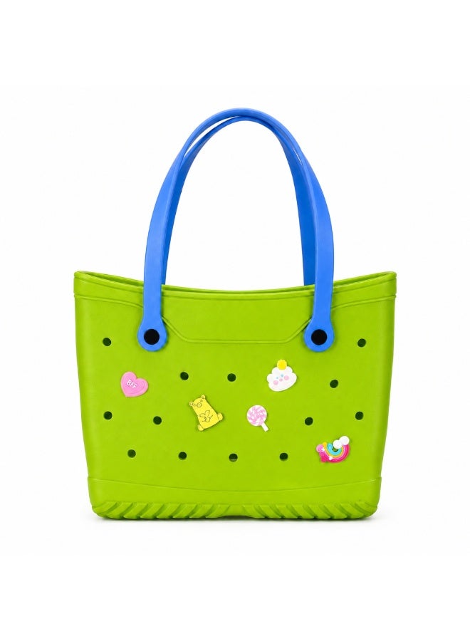 VELMORE 35×11×26cm cm EVA Rubber Beach Tote Bag with 5 Summer Charms | Waterproof, Durable & Easy-to-Clean | Spacious Summer Beach Bag for Women & Family - Image 1
