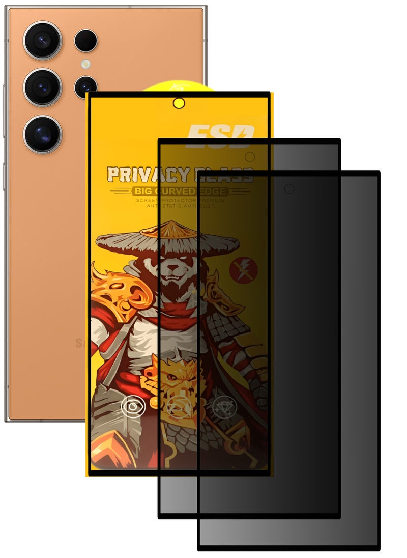 ESD 2 Pieces Tempered Dustproof Privacy Glass Screen Protector Compatible For Samsung Galaxy S24 Ultra - Image 1
