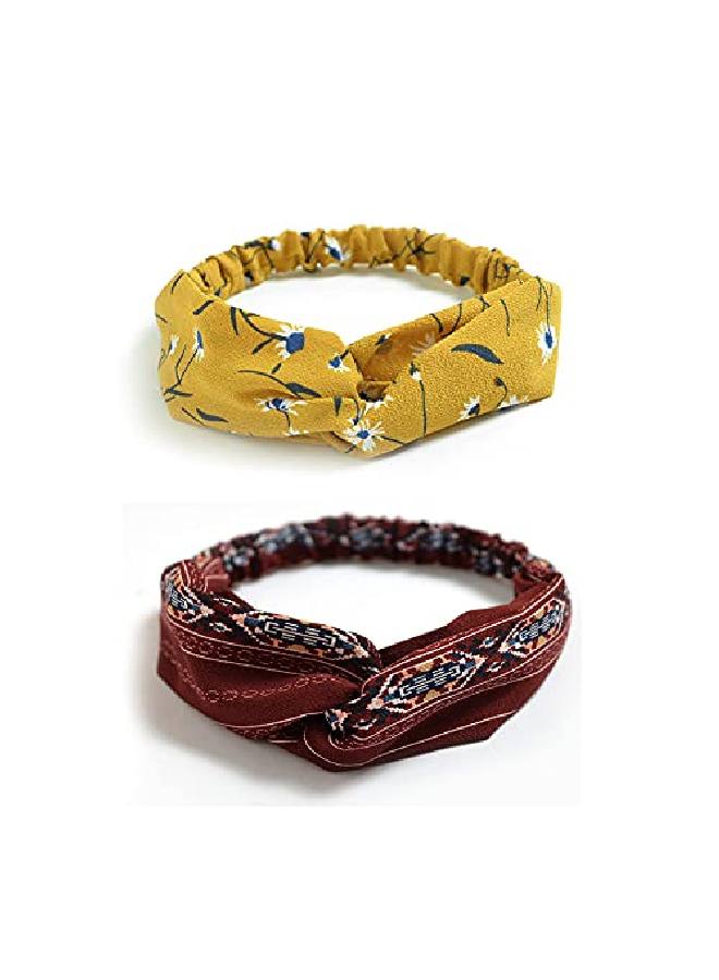 DRESHOW 10 Pack Boho Headbands For Women Vintage Cross Elastic Head Wrap Hair Accessories - Image 4