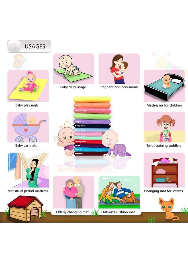 Newnik حصيرة أطفال مقاومة للماء; أوراق قابلة لإعادة الاستخدام; وسادات تحتية (الحجم: 70 سم × 100 سم) وردي متوسط - Image 4