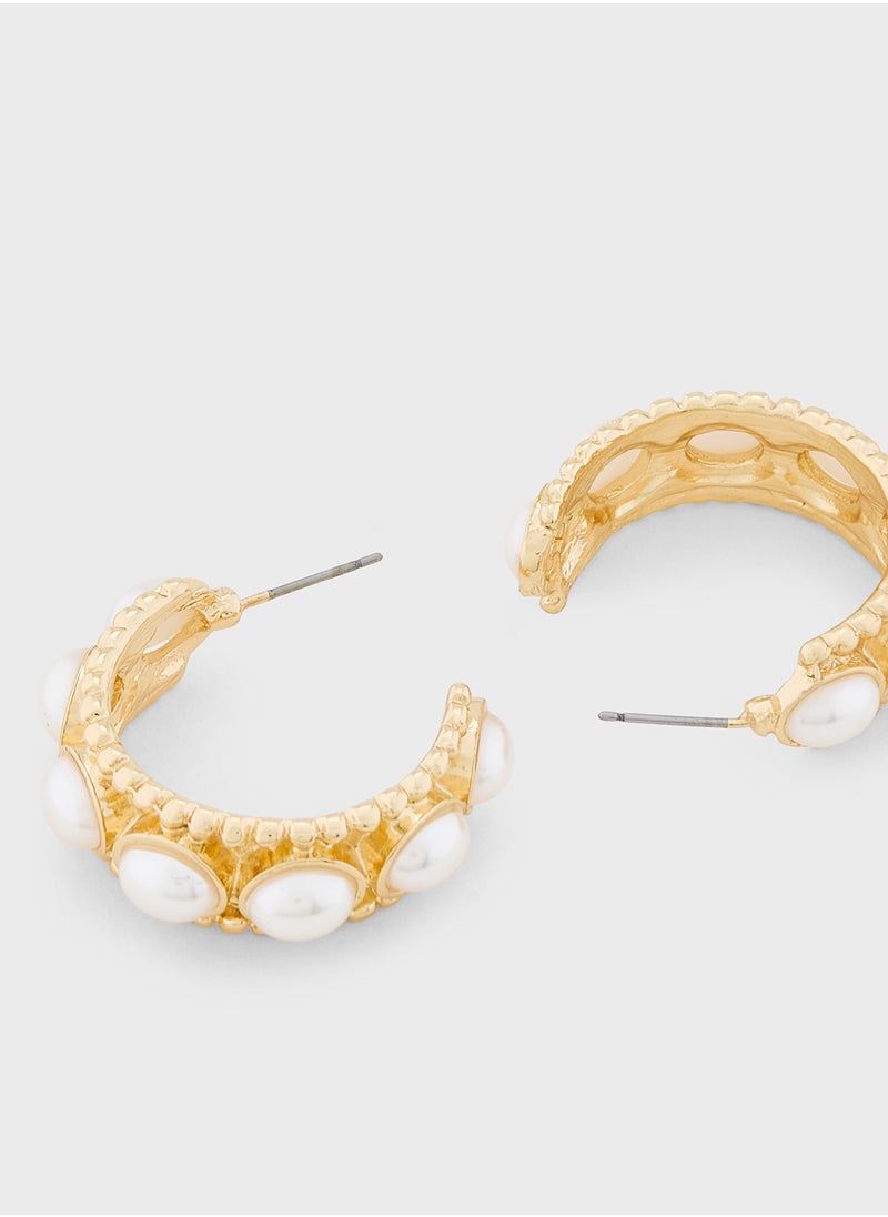 ELLA Pearl Hoop Earrings  - Image 2
