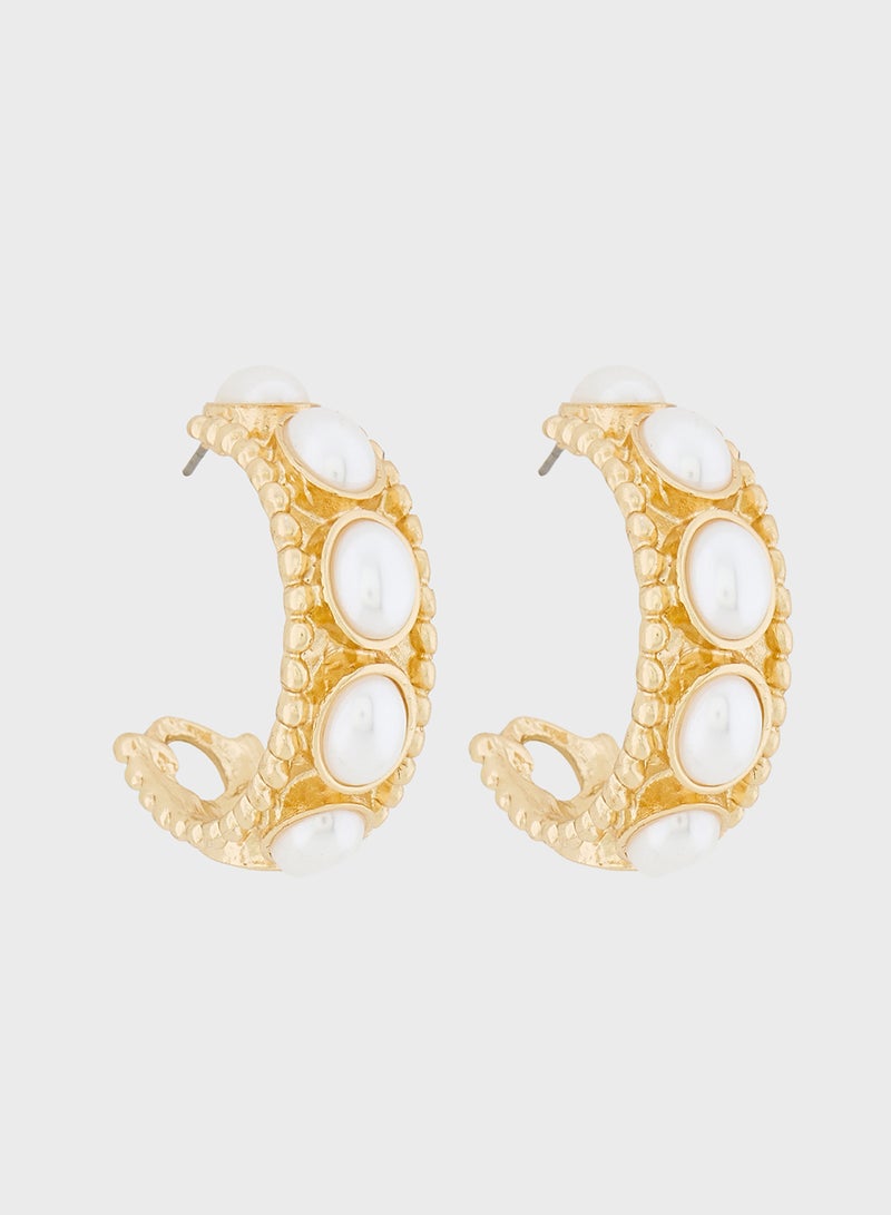 ELLA Pearl Hoop Earrings  - Image 1