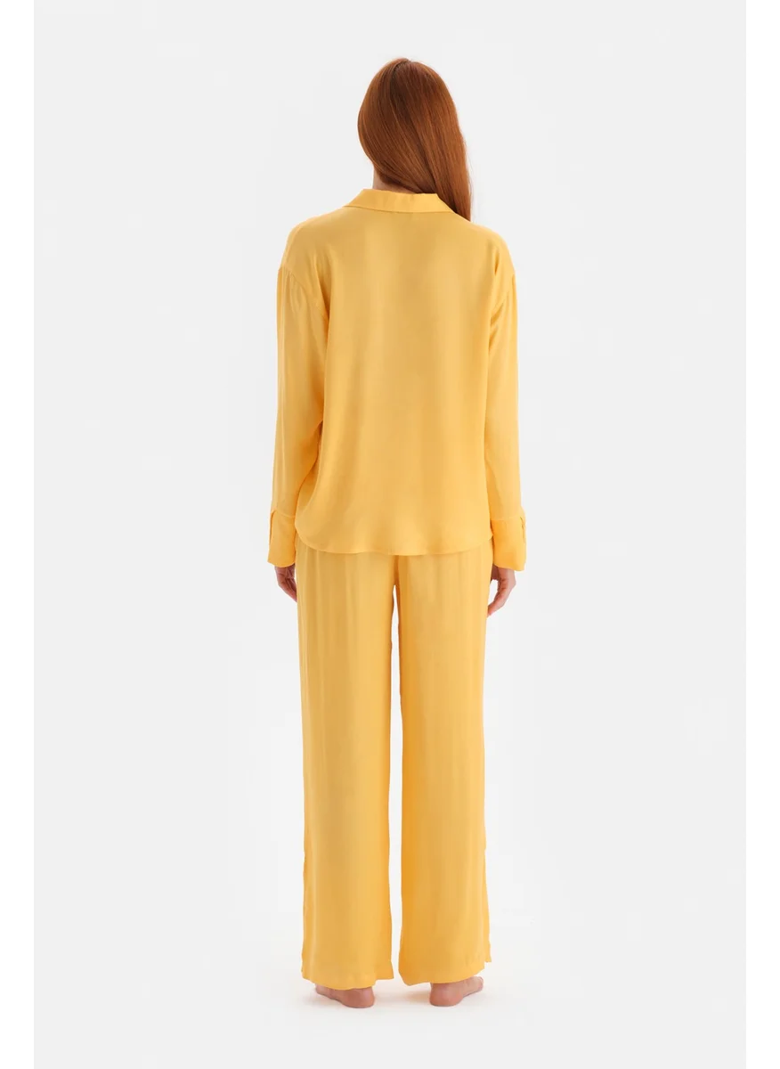 dagi Yellow Ribbed Satin Shirt