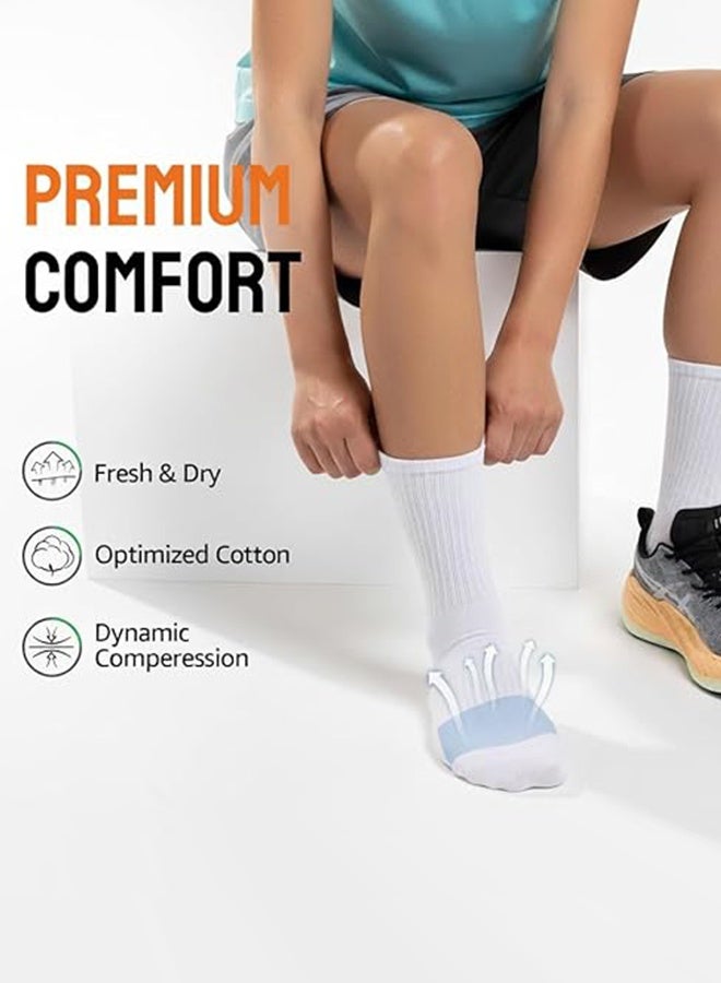 HOME-MART 6 Pairs Athletic Socks Cotton Cushioned Crew Running Socks for Men/Women,Sport Calf Socks Performance Cushioned & Breathable for Running Sports Training Hiking Gym Tennis - Image 5