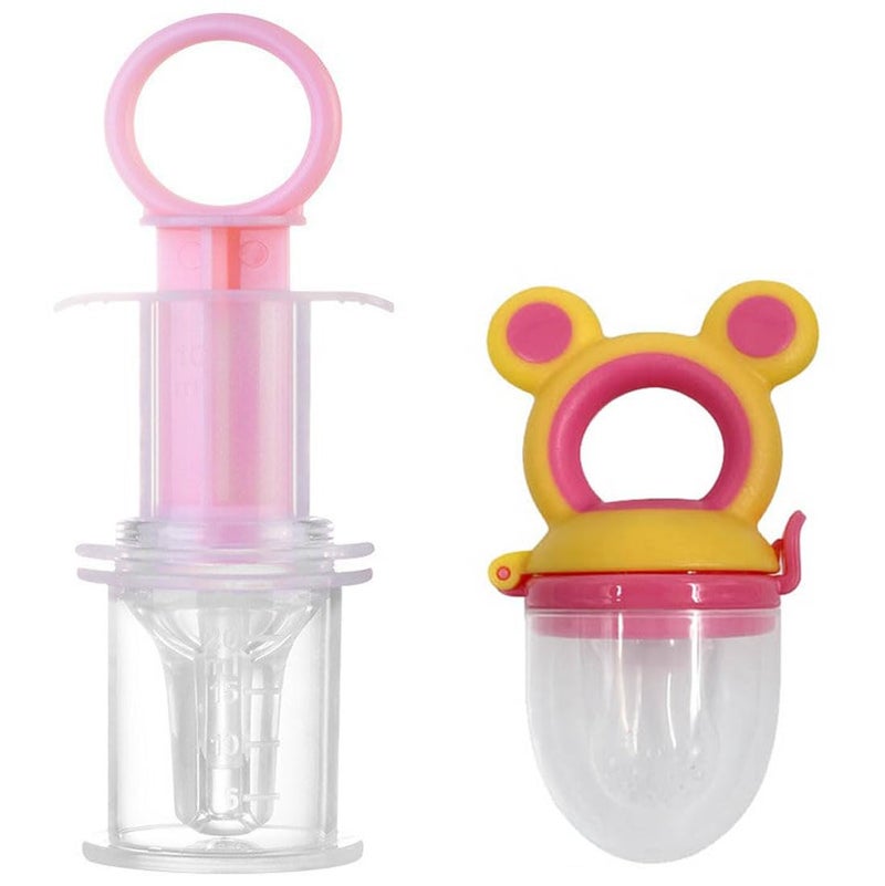Alya The Cheeky Kidzz Baby Smart Medicine Needle Feeder Squeeze Medicine Dropper Multi-Functional Teether Case and Baby Food Fruit Nibbler Teether BPA Free (Design 3000) - Image 1