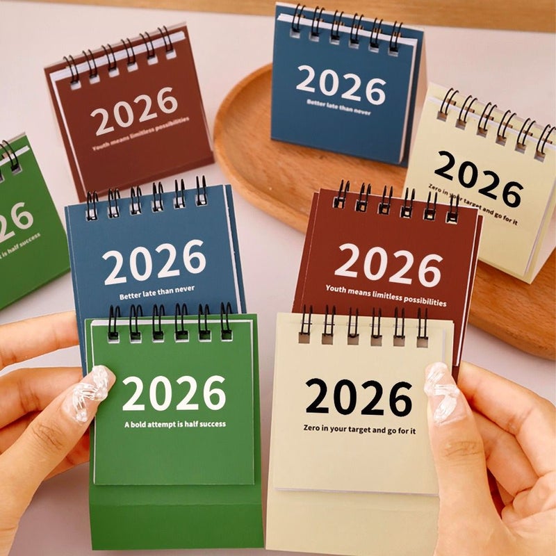تقويم مكتبي صغير 2026 باللون الأحمر، مقاس 2.95 بوصة × 2.56 بوصة، تقويم محمول وجيب صغير للطلاب، زينة مكتبية، هدايا للمكاتب وعلامات العطلات. - Image 1