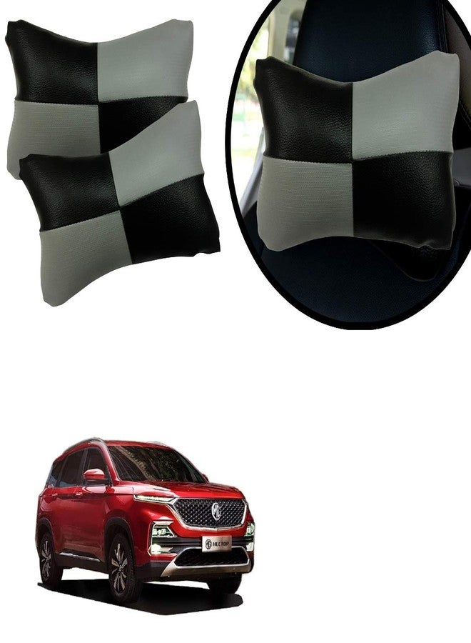 AdroitZ Grey Car Cushion in Check Design Material Leatherette_958 - Image 1