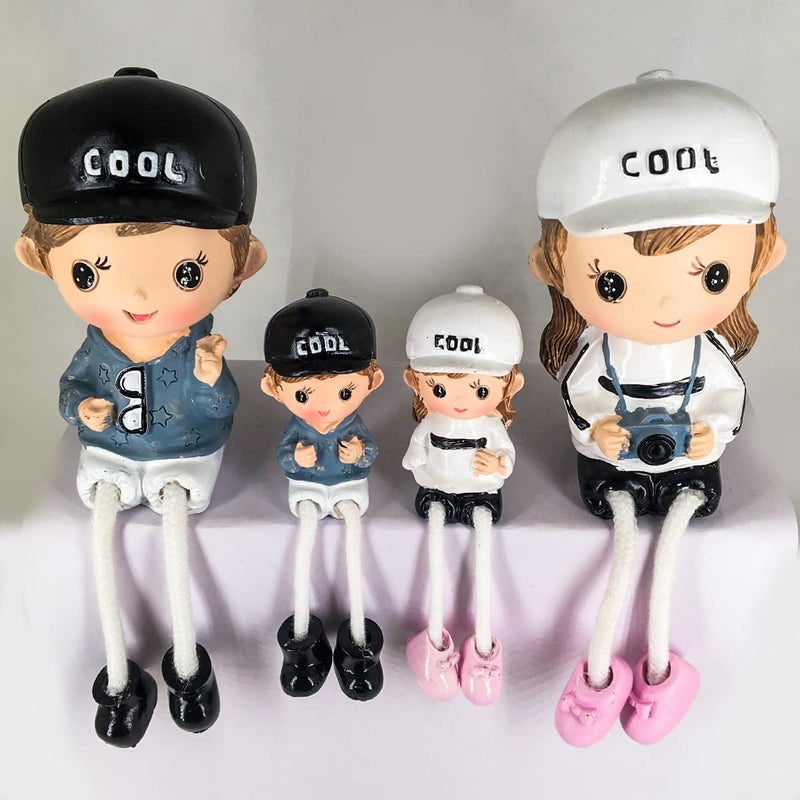 ELEGANT LIFESTYLE ELEGANT LIFESTYLE Cool Set Decorative Showpiece Gift for himher or Someone Special Polyresin Cute Couple Holding Camera Goggles Hanging Legs Showpiece 4 Pcs SetMulticolor - Image 4