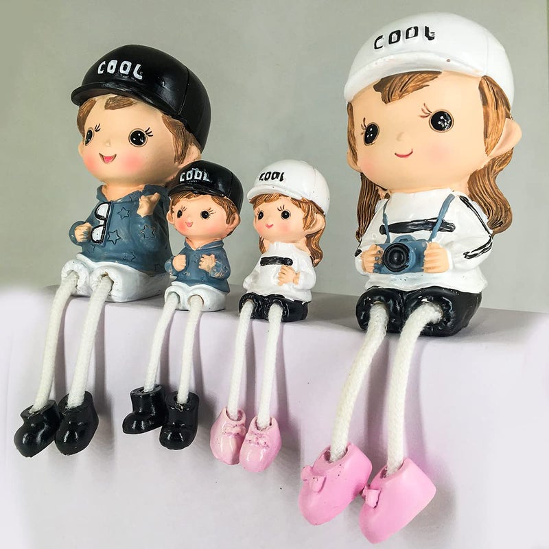 ELEGANT LIFESTYLE ELEGANT LIFESTYLE Cool Set Decorative Showpiece Gift for himher or Someone Special Polyresin Cute Couple Holding Camera Goggles Hanging Legs Showpiece 4 Pcs SetMulticolor - Image 3