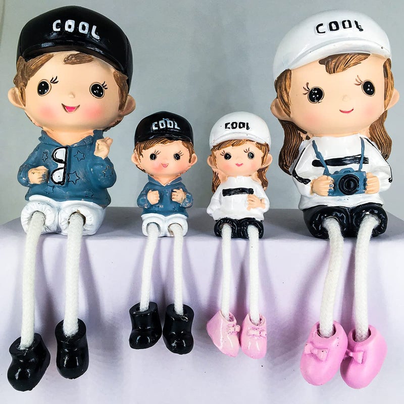 ELEGANT LIFESTYLE ELEGANT LIFESTYLE Cool Set Decorative Showpiece Gift for himher or Someone Special Polyresin Cute Couple Holding Camera Goggles Hanging Legs Showpiece 4 Pcs SetMulticolor - Image 1