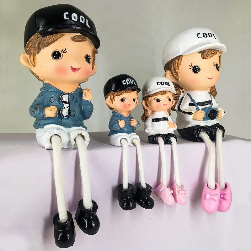 ELEGANT LIFESTYLE ELEGANT LIFESTYLE Cool Set Decorative Showpiece Gift for himher or Someone Special Polyresin Cute Couple Holding Camera Goggles Hanging Legs Showpiece 4 Pcs SetMulticolor - Image 2