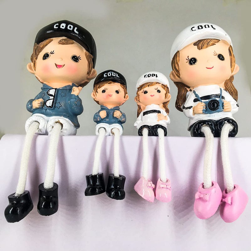 ELEGANT LIFESTYLE ELEGANT LIFESTYLE Cool Set Decorative Showpiece Gift for himher or Someone Special Polyresin Cute Couple Holding Camera Goggles Hanging Legs Showpiece 4 Pcs SetMulticolor - Image 5