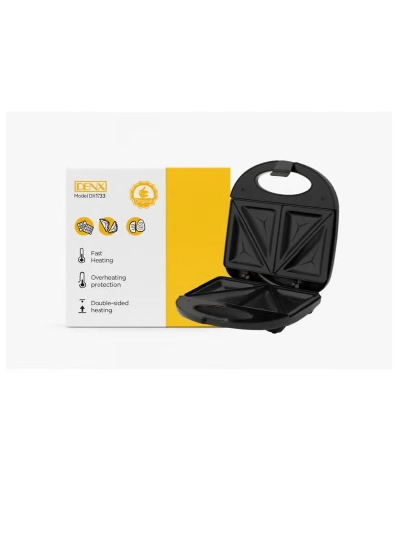 Dinex The sandwich maker features dual heating and overheat protection. - Image 1