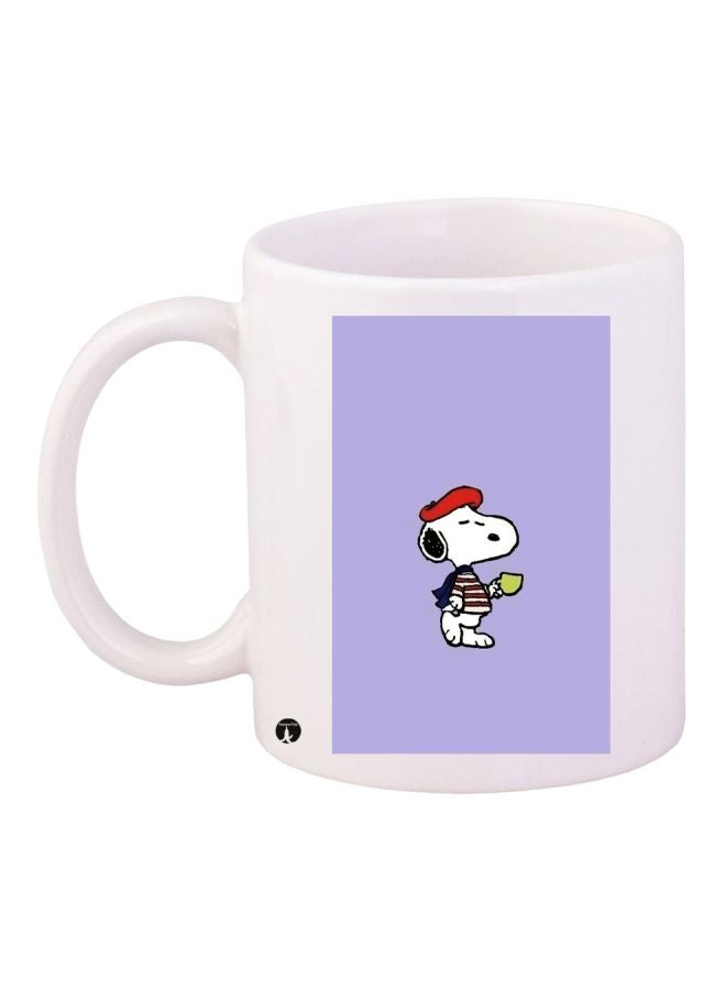 RYN Snoopy Dog Printed Coffee Mug White/Purple/Red 11ounce