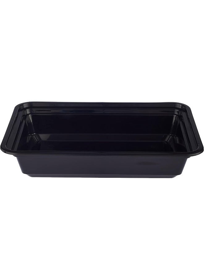 Hotpack - Hotpack Disposable Bento, Food Storage, Microwavable Meal Prep Container, Black Base Rectangular Container 32 ounce with Clear Lid, 50 Pieces - Image 1