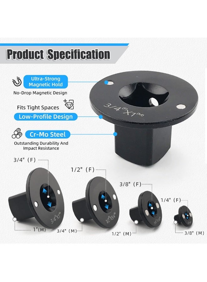 Low Profile Impact Socket Adapter Set, Drive Ratchet Adapter Set Space Saving for Industrial Equipment Maintenance - Image 4