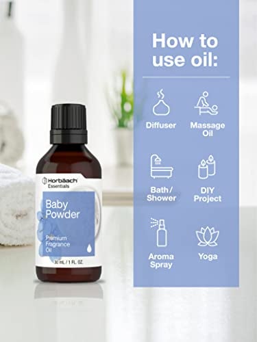 Horbäach Baby Powder Fragrance Oil | 1 fl oz (30ml) | Premium Grade | for Diffusers, Candle and Soap Making, DIY Projects, Aroma Spray, & More - Image 3
