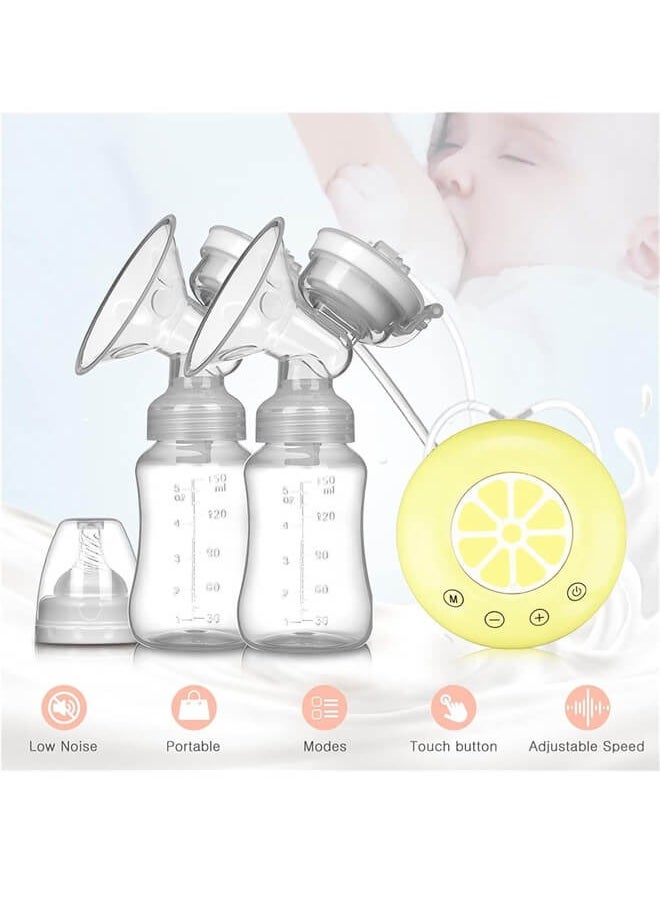 Riolio Breastfeeder Single/Double Electric Breast Pump B Free Powerful Breast Pump USB Baby Milk Bottle Electric Breast Pump with Cold Heat Pad for Travel & Home Use (Color: Pink)  - Image 2