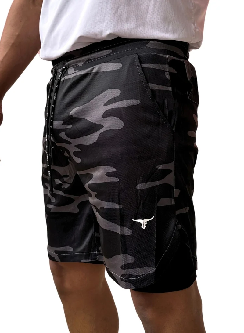 THUGFIT SprintHint 2 in 1 Shorts 7" Inseam BLACK AND BLACK