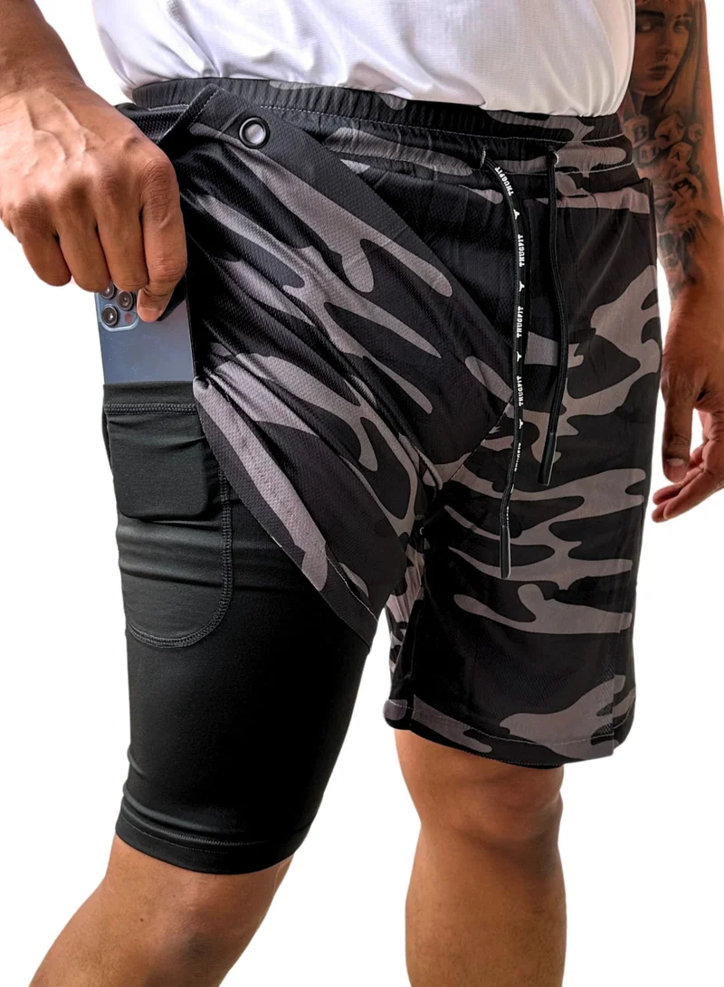 THUGFIT SprintHint 2 in 1 Shorts 7" Inseam BLACK AND BLACK
