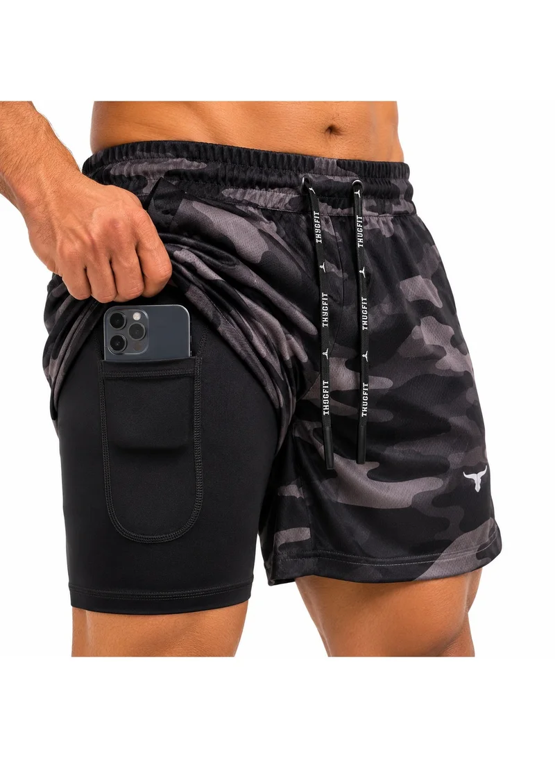 Thugfit THUGFIT SprintHint 2 in 1 Shorts 7" Inseam BLACK AND BLACK