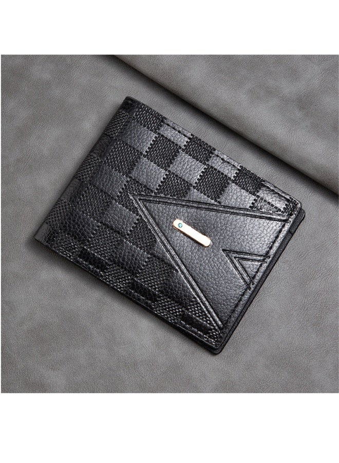Men's Wallet, Short Business Wallet, Middle-aged And Young People, Horizontal Style, Light Luxury, Multiple Card Slots, Black  - Image 1