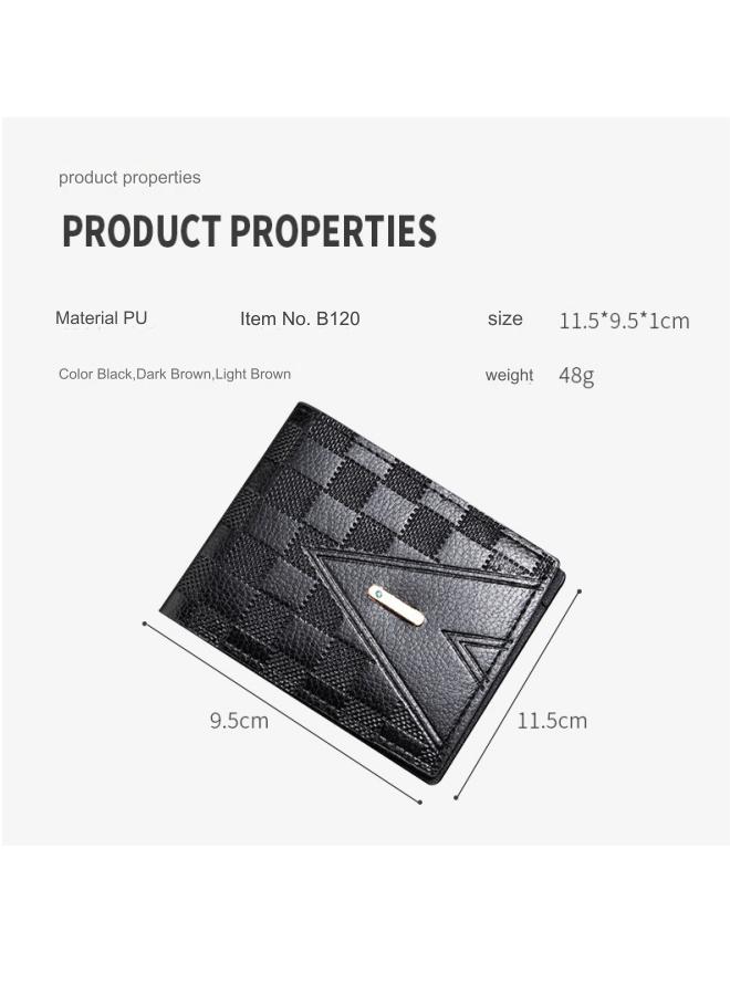 Men's Wallet, Short Business Wallet, Middle-aged And Young People, Horizontal Style, Light Luxury, Multiple Card Slots, Black  - Image 3