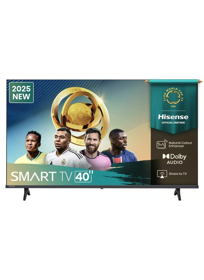 Hisense 40 Inch Full HD Smart TV – VIDAA OS, Natural Color Enhancer, Game Mode, Dolby Audio, Screen Mirroring, Noise Reduction, HDMI ARC, Wi-Fi, YouTube, Netflix - 2025 40A4Q Black - Image 1