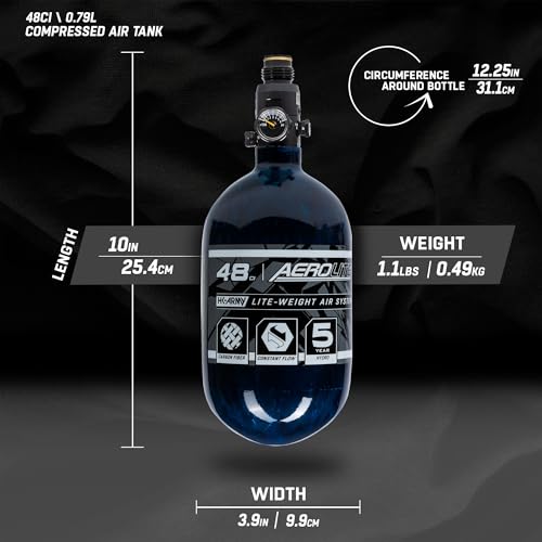 HK Army Aerolite Aerolite Air System - 48ci/4500psi Lightweight Carbon Fiber Tank with 800psi Regulator for Paintball & Airsoft Gear - Blue - Image 4