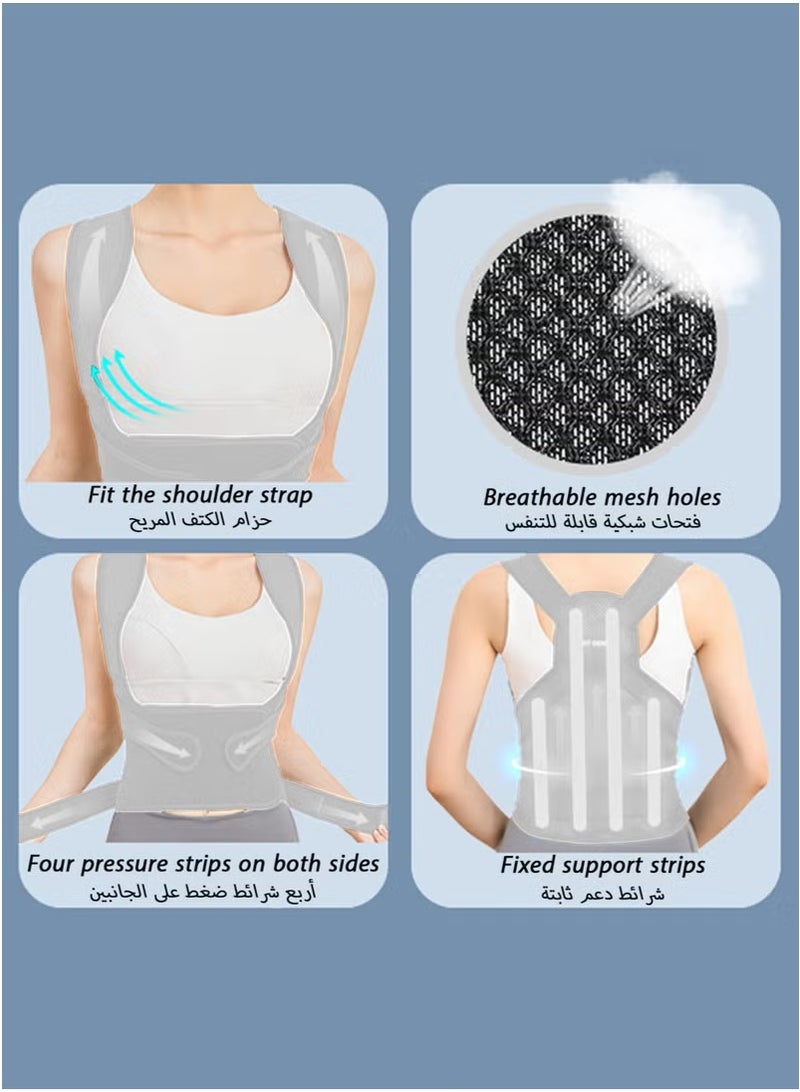 Jourvent Adjustable Back Support with Posture Corrector, Breathable Brace, Relieves Shoulder, Neck and Back Pain by Supporting and Straightening the Spine. - Image 2