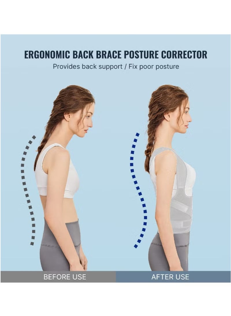 Jourvent Adjustable Back Support with Posture Corrector, Breathable Brace, Relieves Shoulder, Neck and Back Pain by Supporting and Straightening the Spine. - Image 3