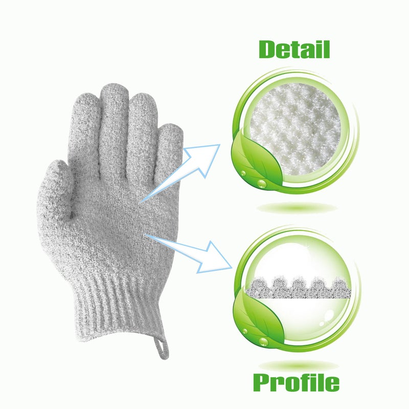 Evridwear قفازات استحمام مزدوجة الملمس من إيفريد وير لتقشير البشرة، للحمام، السبا، التدليك وتقشير الجسم، مزيل خلايا الجلد الميتة، قفازات بحلقة تعليق (1 زوج قفاز خفيف) - Image 4