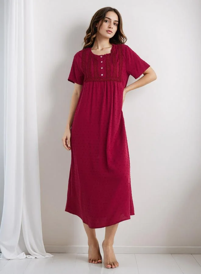 سبلاش فيڤ Night Dress Short Sleeves with Lace Detail