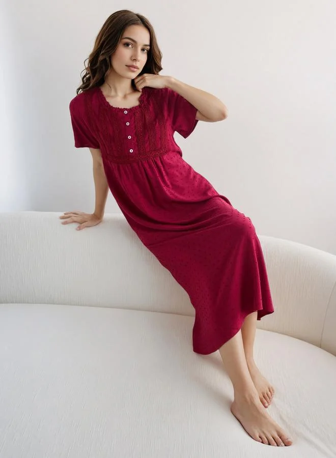 سبلاش فيڤ Night Dress Short Sleeves with Lace Detail