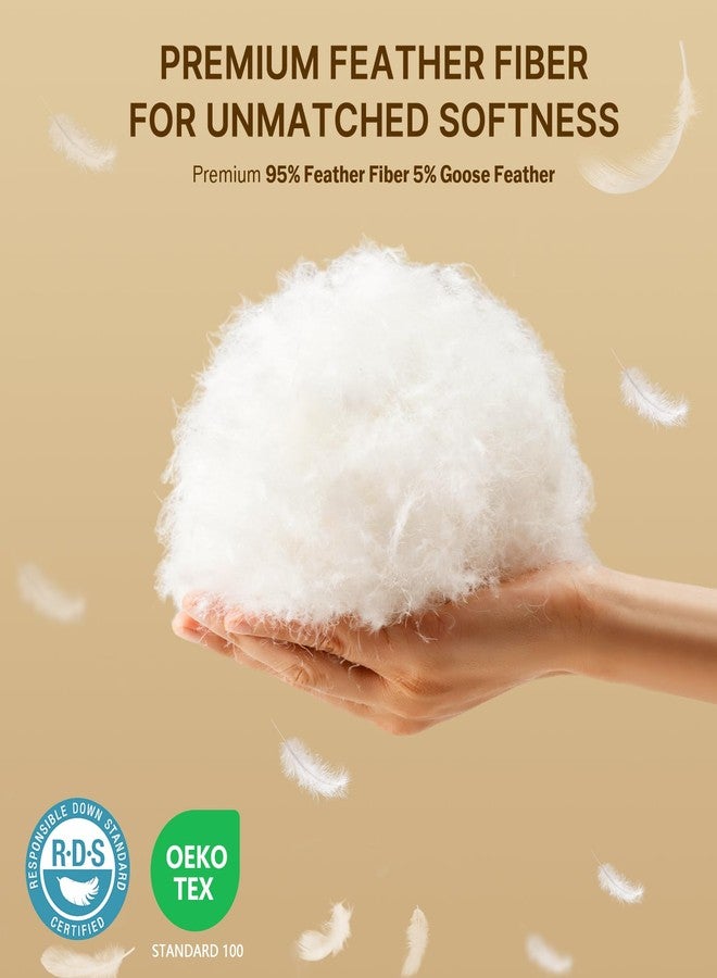 felo Goose Feather Down Pillows Queen Size Set of 2, 20x30 Soft Hotel Bed Pillows for Side Back Pain Sleepers, 45 oz. Fill Weight, 100% Cotton Shell - Image 3