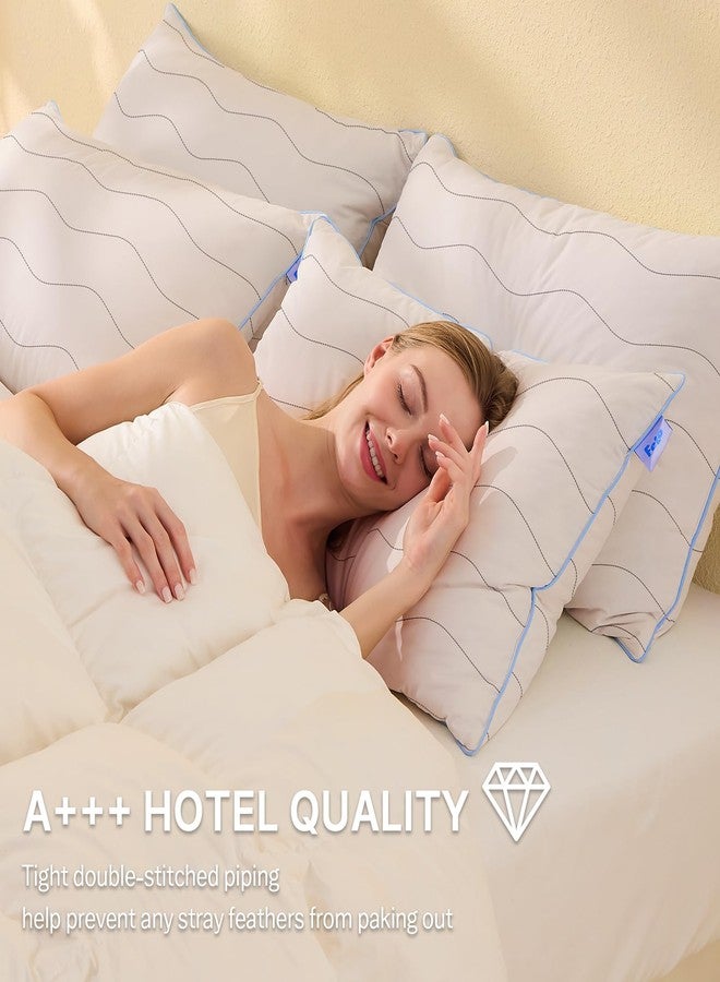 felo Goose Feather Down Pillows Queen Size Set of 2, 20x30 Soft Hotel Bed Pillows for Side Back Pain Sleepers, 45 oz. Fill Weight, 100% Cotton Shell - Image 4
