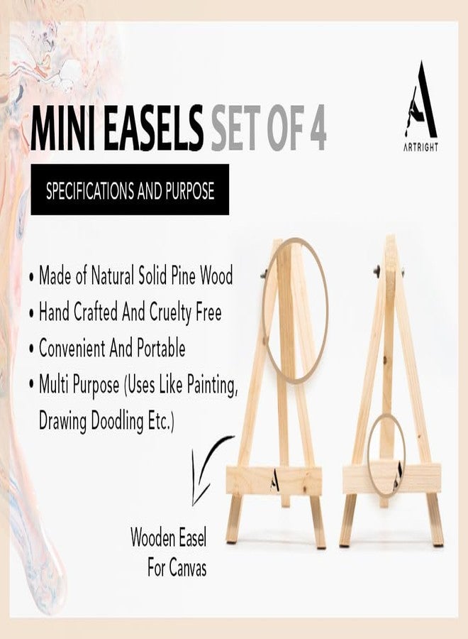ArtRight Wooden Mini Easel Stand 10" for Painting & Display Purposes (Set of 4) - Small Handmade 10 Inch Canvas Stand for Painting, Presentations and Display Purposes - Image 2