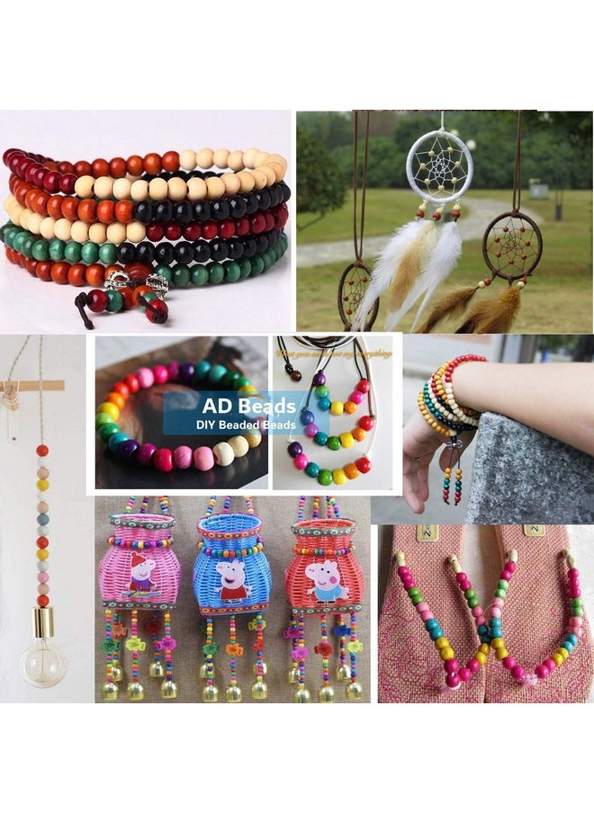AD BEADS - Wood Spacer Loose Wooden Craft Beads Big Hole Beads Assorted For Necklace Bracelet Craft Making Decoration (8X10Mm 200Pcs Natural Colour) - Image 1